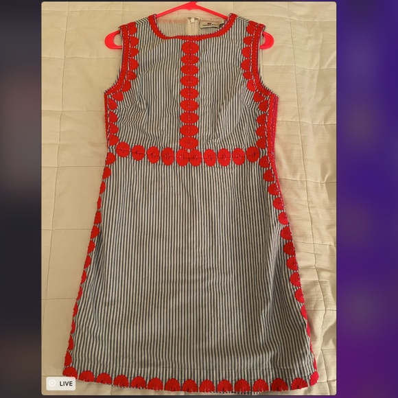 Vineyard Vines Blue Striped Pop Embroidered Short Casual Dress - Picture 1 of 5